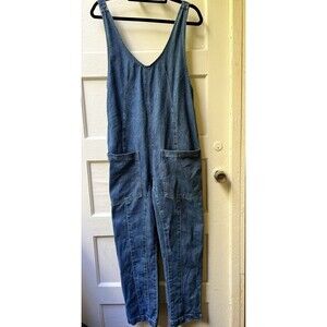 Happily Grey Overalls Women XS Blue Jean Denim Jumpsuit Front Boho Farm chore